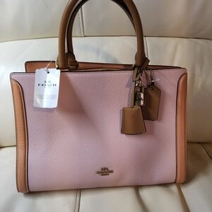 Coach Pink and Tan Satchel